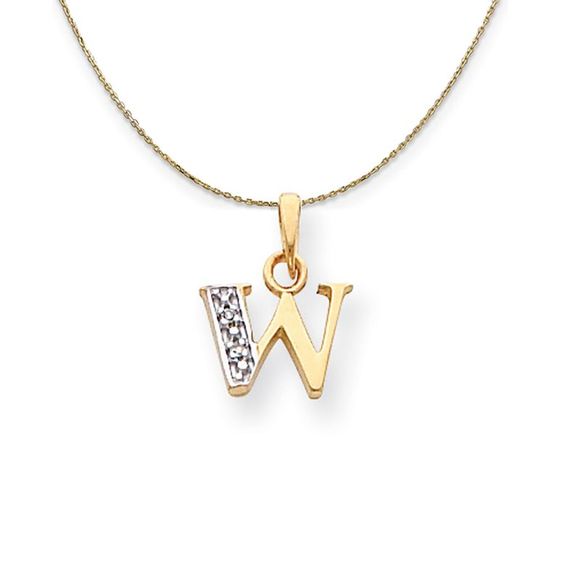 14k Yellow Gold Chloe Mini Diamond Accent initial W...